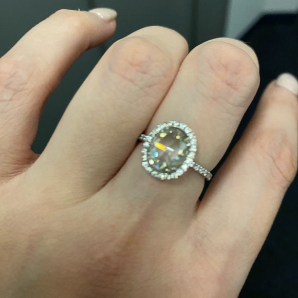 Stunning Rose Cut Oval Moissanite Engagement Ring - Picture 7 of 10